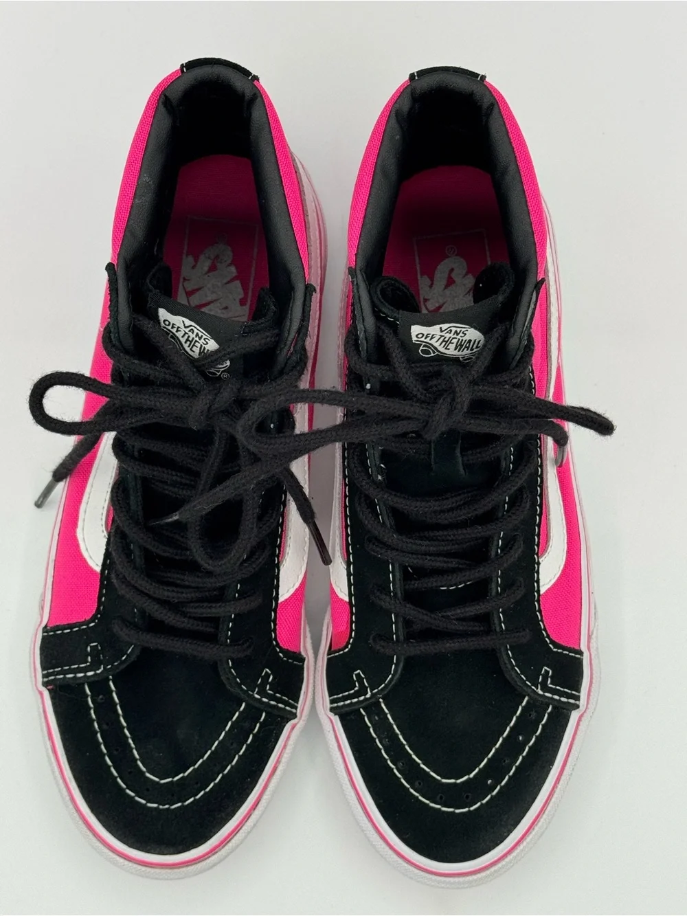 Vans Sk8- HiSlim Retro High Top Sneakers- Hot Pink and Black